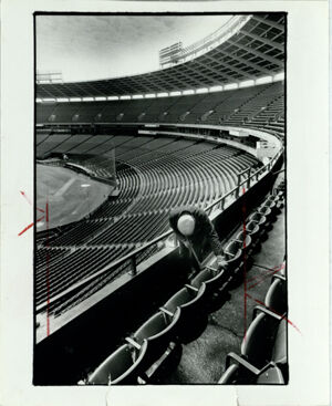 Braves stadium prepares for it's opening night against the San Diego Padres, April 8, 1983