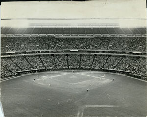 Atlanta Fulton County Stadium Sold Out Crowd Looking Over the Field