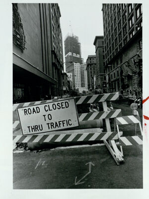 Looking northward at the construction underway on Broad Street, August 18, 1981