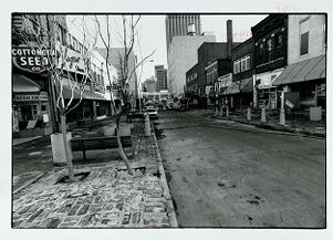 A view of the nearly-completed Broad Street Mall, a site for the Walking Tour of Atlanta, November 25, 1980