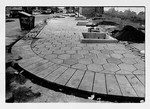 Concrete planters on Broad Street are ready for shrubs, November 14, 1980