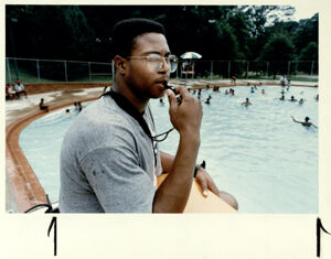 Buster Meadows III, manager of the Candler Park pool, July 10 1991