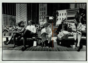 Crowds spending their lunch hour in Central City Park, May 6, 1983