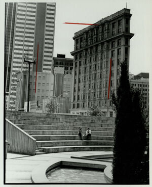 A couple taking a break at the amphitheater in Central City Park, May 12, 1983