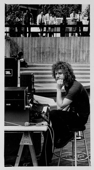 Geary Yelton plays music in Central City Park, September 4, 1980