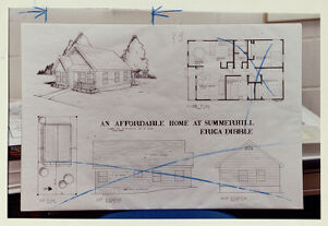 Student-made drawings of low-income housing plans, undated