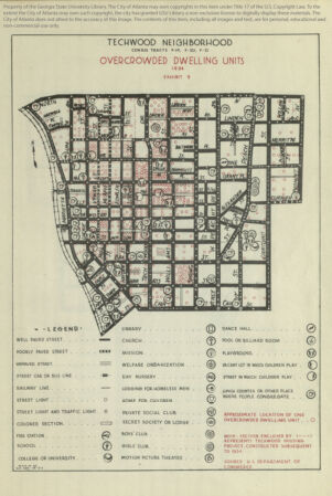 Techwood neighborhood: Overcrowded Dwelling Units: 1934