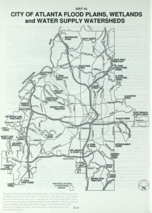 City of Atlanta Flood Plains, Wetlands and Water Supply Watersheds: Map 44