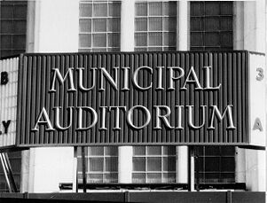 Sign for the Municipal Auditorium, April 13, 1978