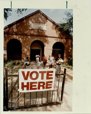 Techwood/ Clark Howell Homes Residents leave the Community Center, October 2, 1991