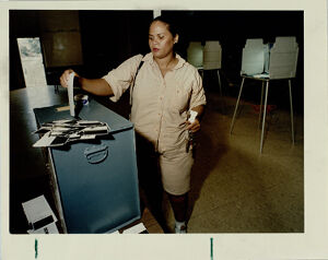 Techwood Homes Tenant Sharon Young Votes on the Redevelopment Plan, October 2, 1991