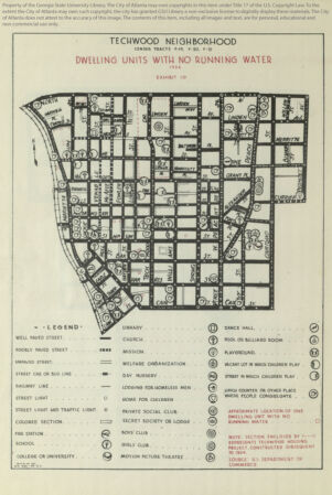Techwood neighborhood: Dwelling Units without running water, 1934