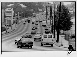A view of Ponce de Leon Avenue near the Sear's, Roebuck & Co. Building, June 9, 1986