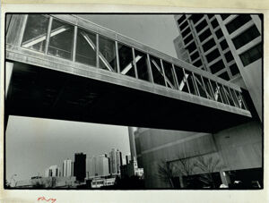 The pedestrian bridge at the Omni International where a woman was slain, February 22, 1982