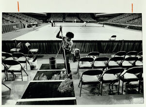 Gary Cooper cleans the rubber mats in the Omni