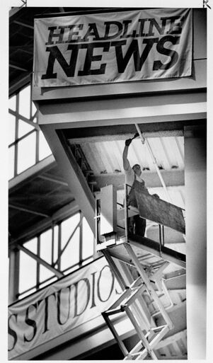 Stan Spivey does some construction work at the Omni, August 10, 1986