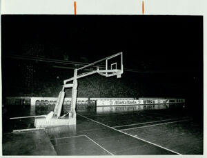 Inside the empty Atlanta Coliseum where a basketball game was canceled due to inclement weather, January 13, 1982