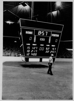 The scoreboard for the Atlanta Coliseum, October 10, 1972