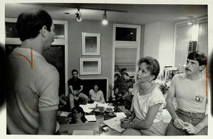 Peter Whiteside, president of the Atlanta Coalition Against Neighborhood Crime, speaks to members of the Midtown Neighborhood Association, August 30, 1984
