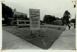 An under-construction plot of land up for lease at the corner of a street in Midtown, May19, 1983