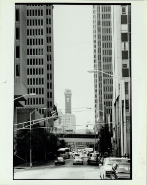 Looking south on Peachtree Center Avenue, July13, 1989