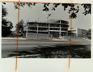 Construction of a building on Peachtree Street, undated