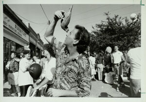 Russell Polinto with his pet parrot, October 19, 1991
