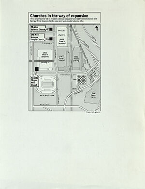 Map Showing Churches in Way of Georgia World Congress Center Expansion