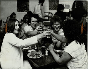 friends having dinner at the Little Five Points Pub, May 6, 1978