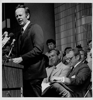 Secretary of Transportation Brock Adams makes a speech at the MARTA opening, June 30, 1979