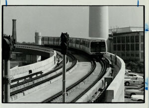 A MARTA train leaving the Georgia State Station, July 1, 1979