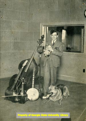 Unidentified man in a radio studio