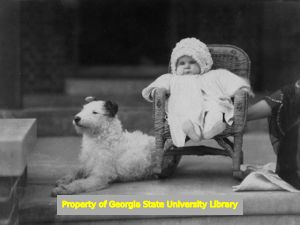 Margaret Whiting as infant with dog