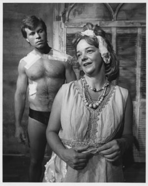 Jeff Lewis and Rebecca Ranson in Jim Grimsley's "Mr. Universe," at 7 Stages Theatre, Atlanta, Georgia, July 31 - August 29, 1987.