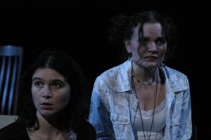 Maia Knispel (left) and Rachel Mewborn in Murray Mednick's "Skinwalkers" at 7 Stages Theatre, Atlanta, Georgia, January 27 - February 20, 2005.