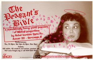 Dario Fo's "The Peasant's Bible," poster advertising the performances at 7 Stages Theatre, Atlanta, Georgia, August 22 - September 8, 2002.