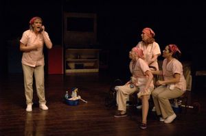 Dena Malon and Mary Claire Dunn, Patricia French, and Denise Arribas in the 7 Stages Theatre's production of "Nickel and Dimed," Atlanta, Georgia, April 27 - May 28, 2006.