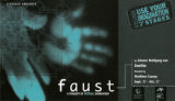 Postcard announcing "Faust: A Tragedy of Virtual Damnation," by Johann Wolfgang von Goethe, directed by Matthew Causey, 7 Stages Theatre, Atlanta, Georgia, September 17 - October 17, 1999.