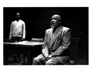 Saul Stacey Williams (left) and LeRoy Mitchell, Jr. in Athol Fugard's "My Children! My Africa!," 7 Stages Theatre, Atlanta, Georgia, October 1992?
