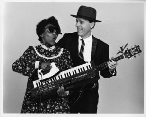 Carol Mittchel and Matthew Shelton in "Food For The Moon," by Matthew Shelton, 7 Stages Theatre, Atlanta, Georgia, December 12 - 21, 1985.