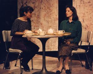 Elizabeth Ackerman and Rosa Fernandez in "Rosa de dos aromas," by Emilio Carballido, 7 Stages Theatre, Atlanta, Georgia, November 6 - 24, 1996.