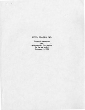 Seven Stages, Inc. financial statements and accompanying information for the year ended December 31, 1990, 7 Stages Theatre, Atlanta, Georgia, September 6, 1991. (11 leaves)