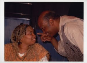 Shontelle Thrash (Left) and Michael Tatmon (Right) in Eugene Ionesco's "The Chairs," directed by Prodan Dimov, 7 Stages Theatre, Atlanta, Georgia, October 2-26, 2003.