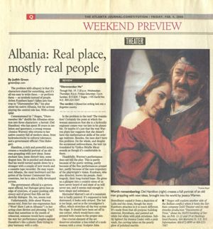 "Albania: Real place, mostly real people," by Judith Green. In the Atlanta Journal-Constitution, February 4, 2000.