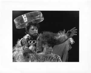 Scene from Jim Grimsley's "The Earthlings," a musical science fiction play, 7 Stages Theatre, Atlanta, Georgia, January 26 - February 18, 1984.