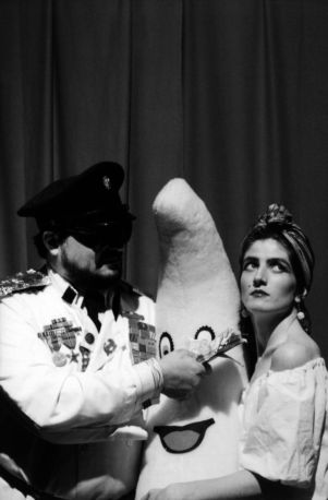 George Nikas as General Somoza, in "Bananaland: A Central America Theme Park," the performance art piece and multi-media event at 7 Stages Theatre, Atlanta, Georgia, July 7 - 24, 1988.