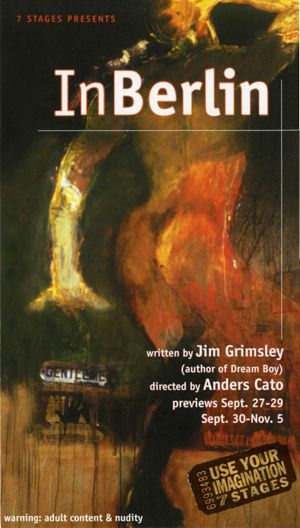 Postcard announcing "In Berlin," written by Jim Grimsley, directed by Anders Cato, 7 Stages Theatre, Atlanta, Georgia, September 30 - November 5, 2000.
