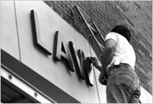 Installation of College of Law Sign, 1982