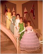Unidentified female GSU students in formal dresses