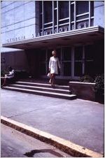 Georgia State College student outside Sparks Hall, 1968
